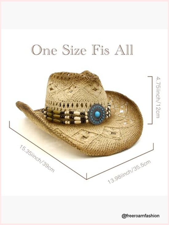 Straw Cowboy Hat Wide Brim Western Cowgirl Cowboy Summer main image 5